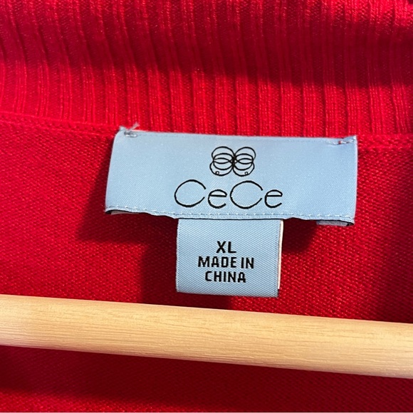 CeCe Womens Ruffled Sweater dress Luminous Red XL - Picture 10 of 11